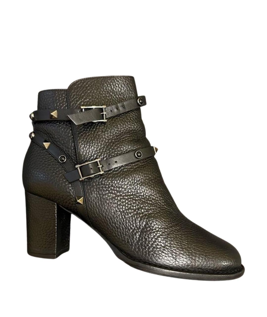 VALENTINO Черные кожаные ботинки, фото 1