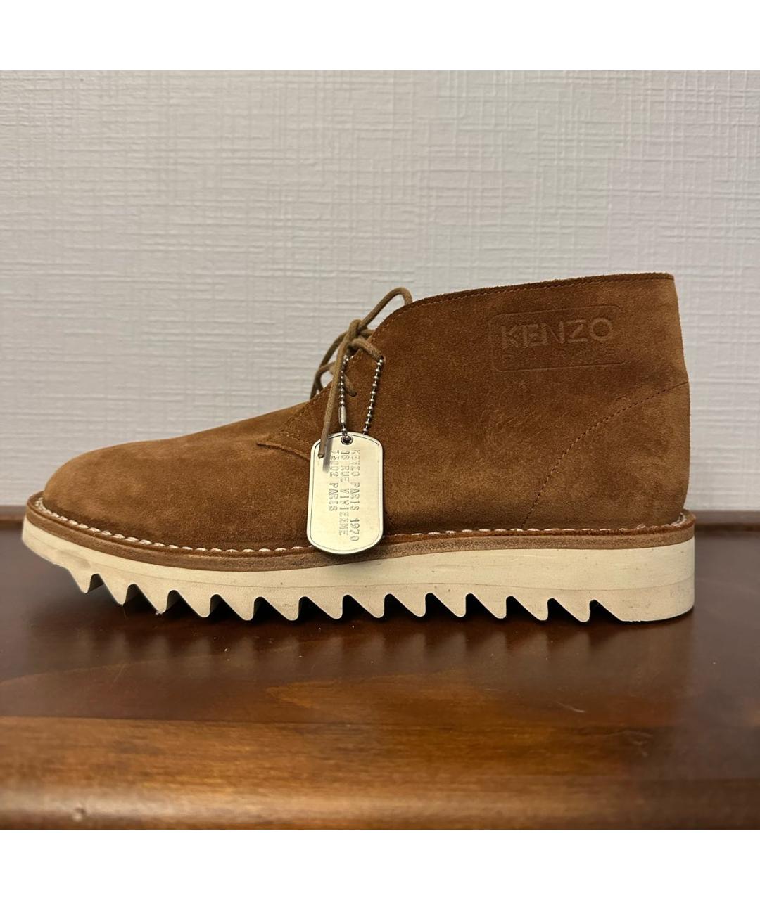 KENZO Коричневые замшевые низкие ботинки, фото 7