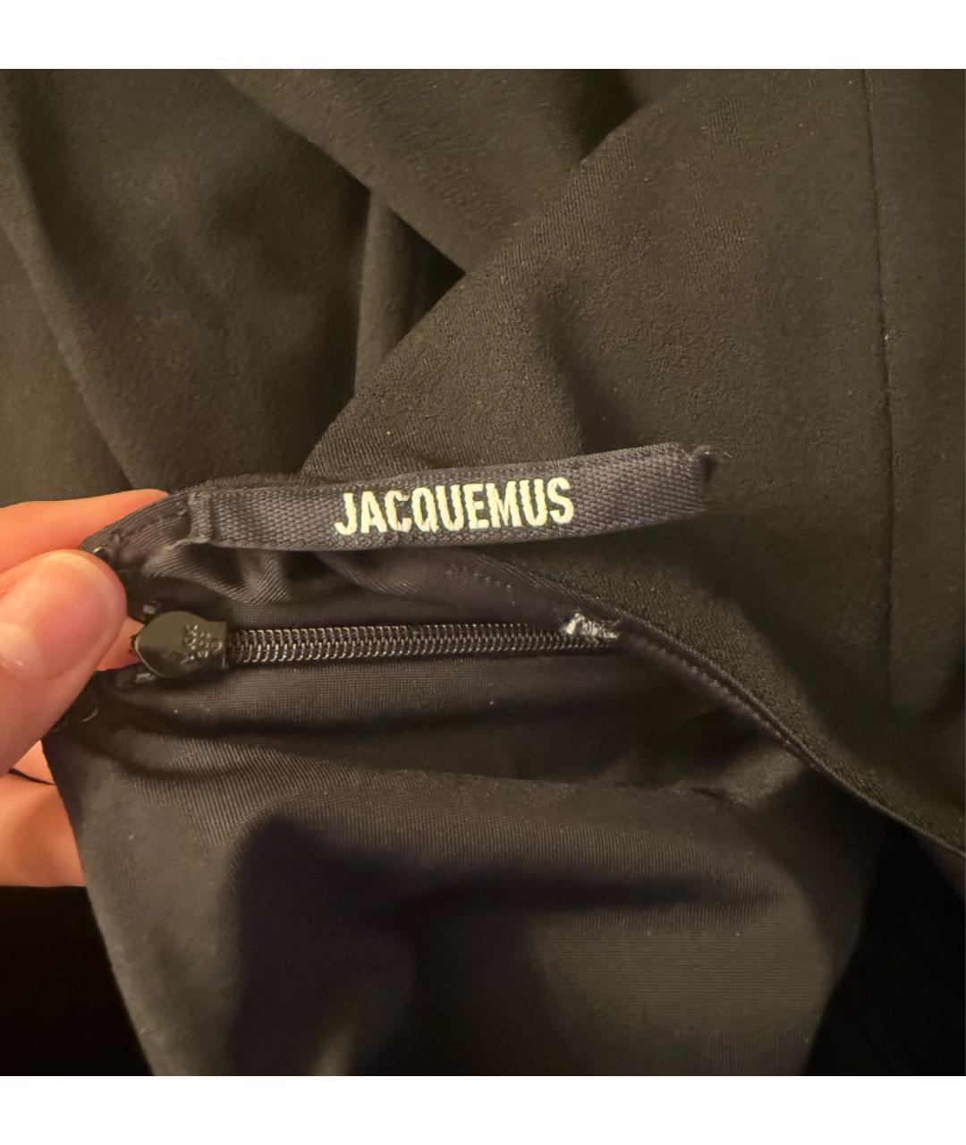 JACQUEMUS Черное вискозное коктейльное платье, фото 4