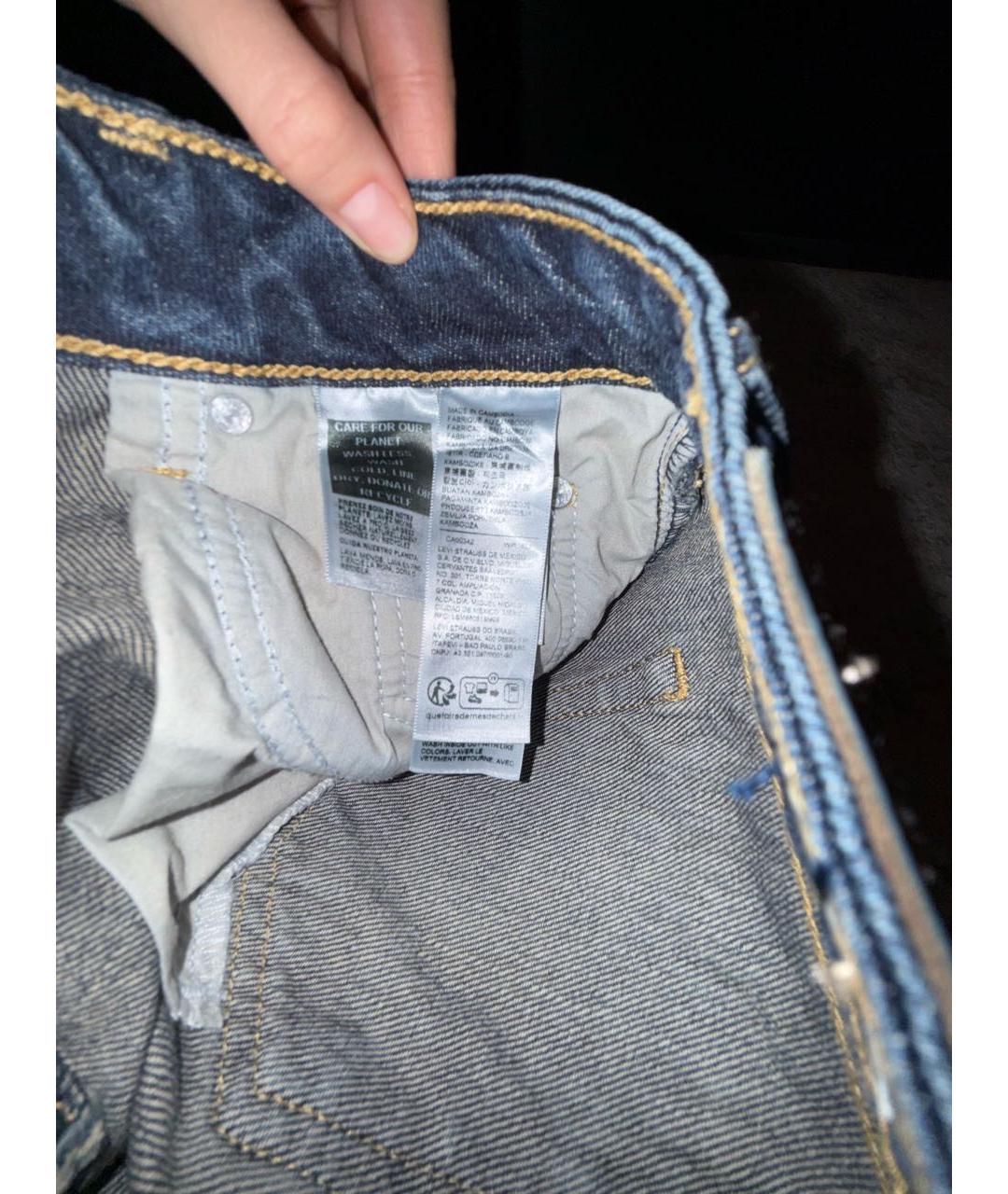 LEVI'S Темно-синие хлопковые прямые джинсы, фото 4