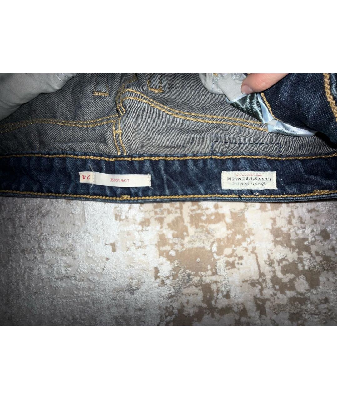 LEVI'S Темно-синие хлопковые прямые джинсы, фото 3