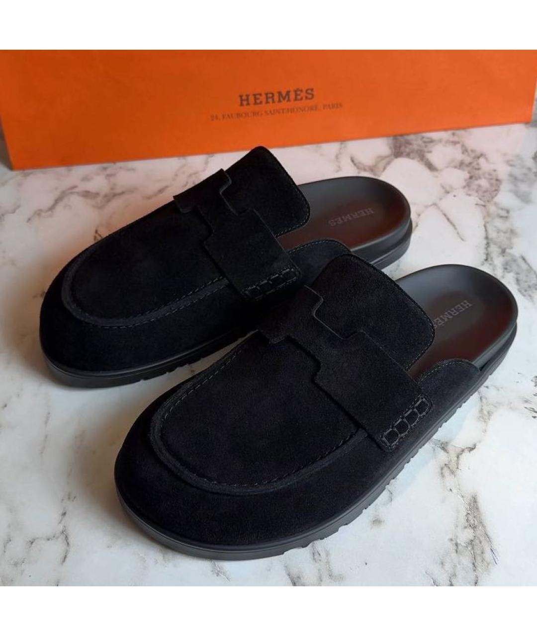 HERMES Черные мюли, фото 3
