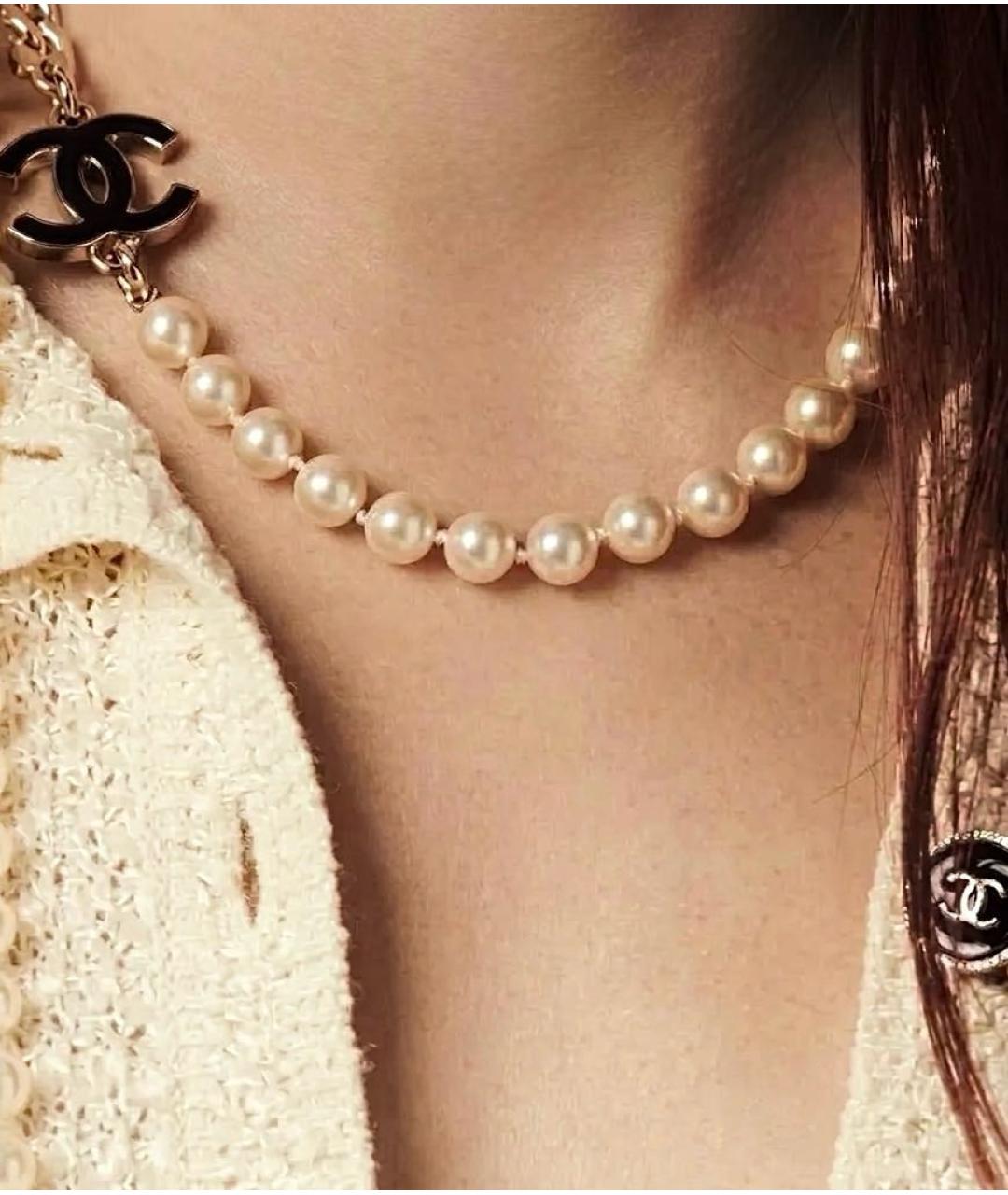 CHANEL Белое жемчужное колье, фото 3