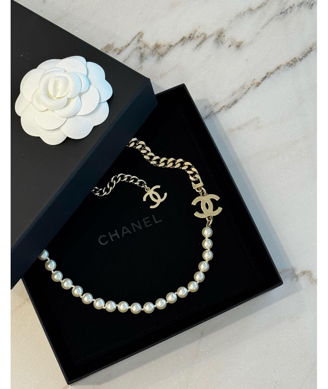 CHANEL Белое жемчужное колье, фото 5