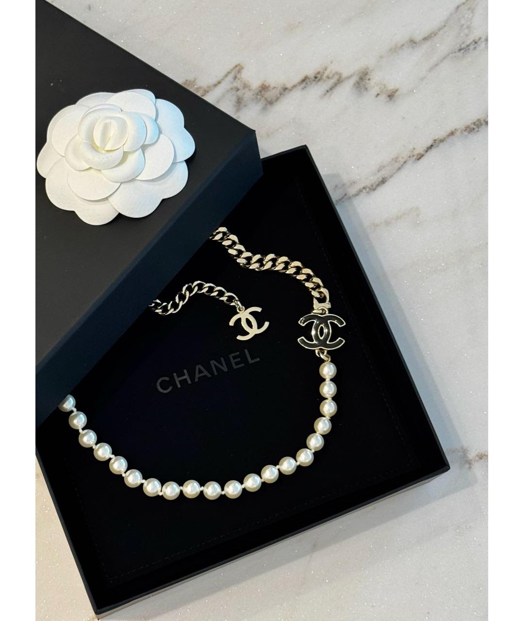 CHANEL Белое жемчужное колье, фото 4