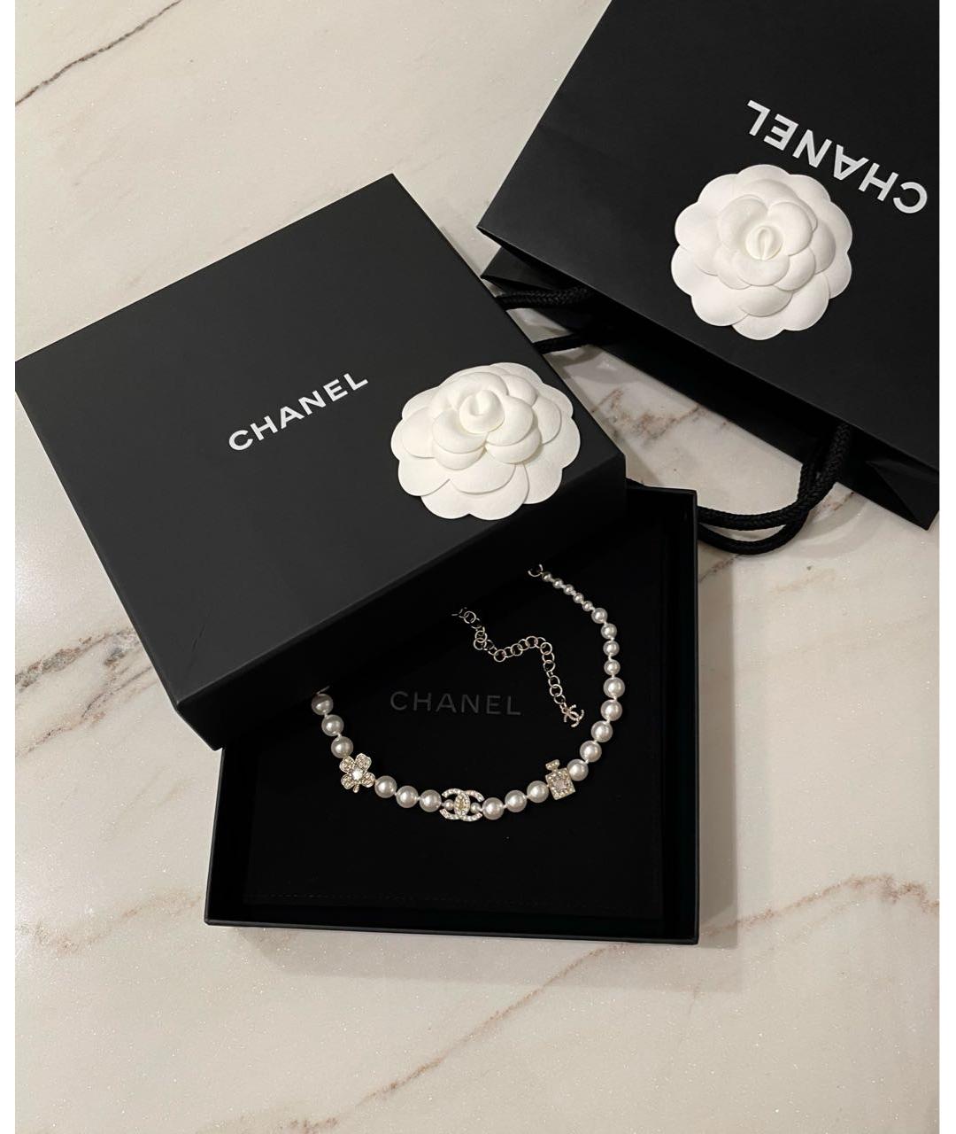 CHANEL Белое жемчужное колье, фото 6