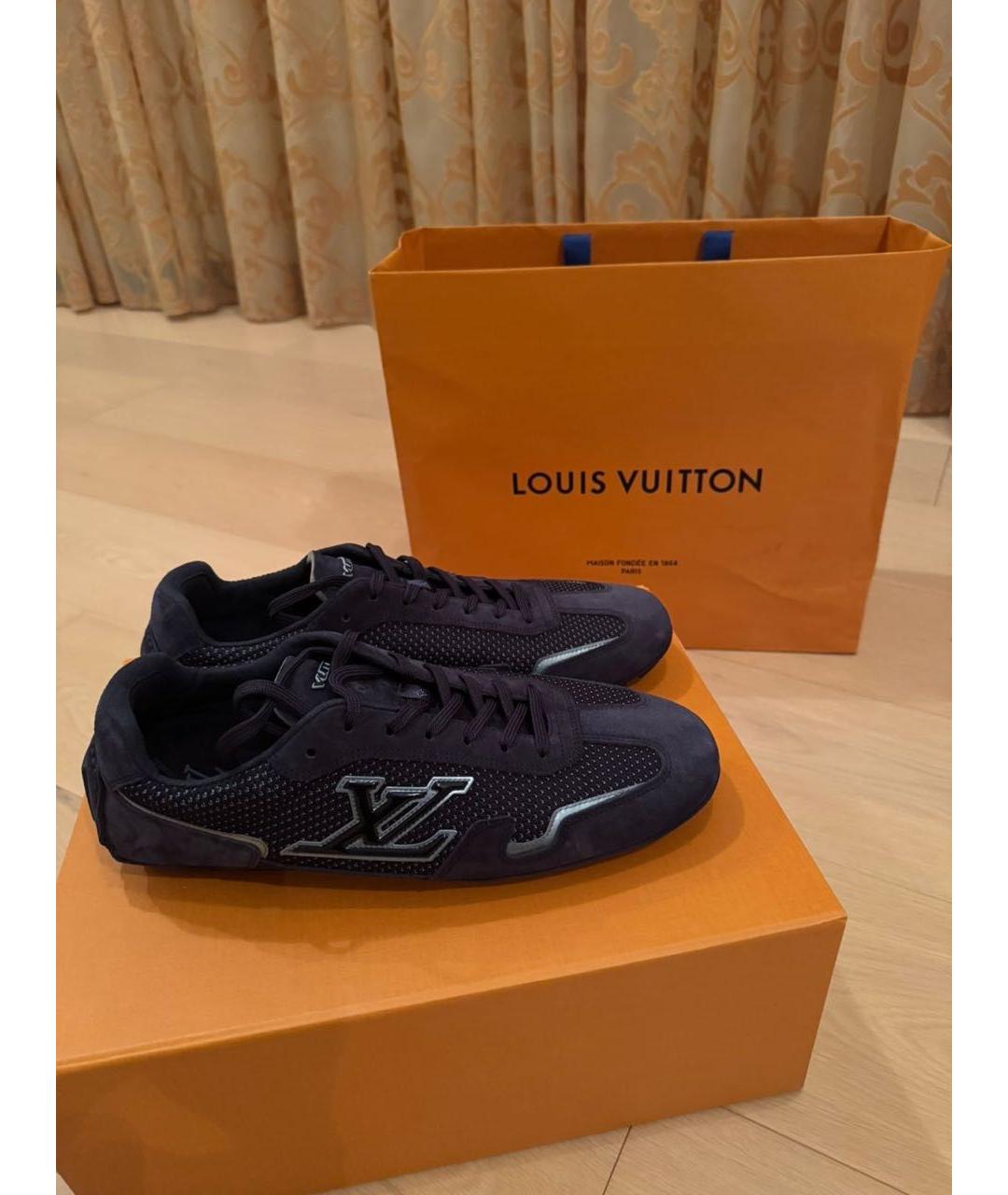 LOUIS VUITTON Синие замшевые низкие кроссовки / кеды, фото 2