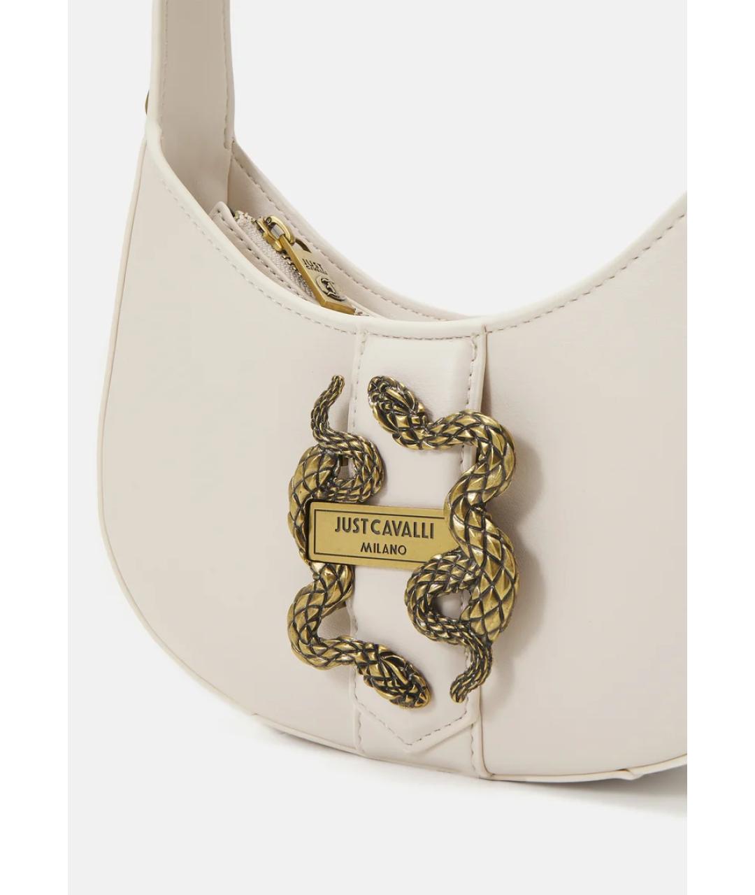 JUST CAVALLI Бежевая сумка с короткими ручками из искусственной кожи, фото 3