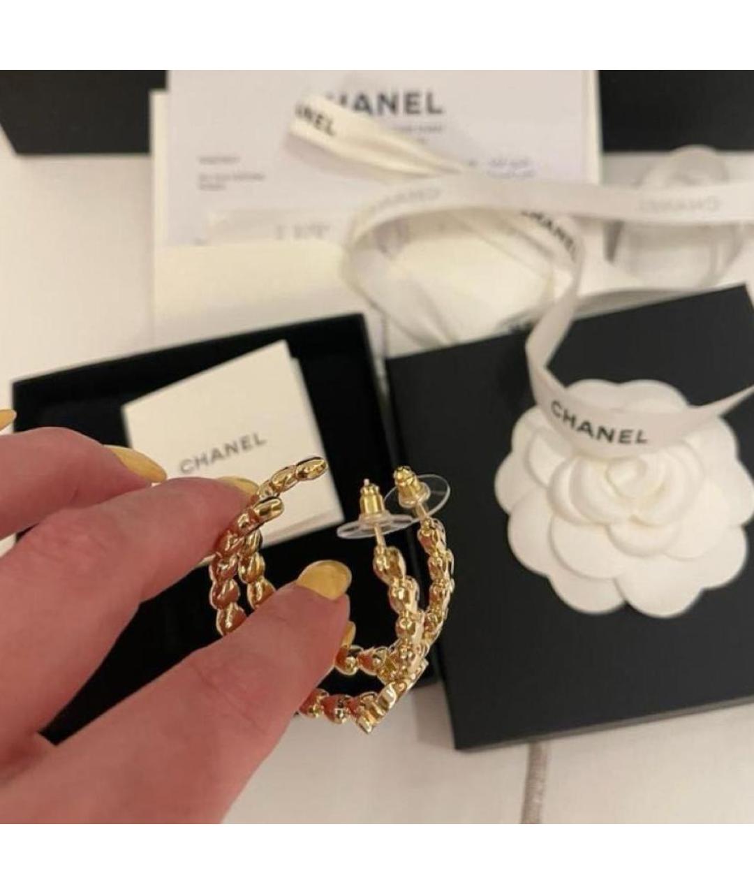 CHANEL Золотые позолоченные серьги, фото 2