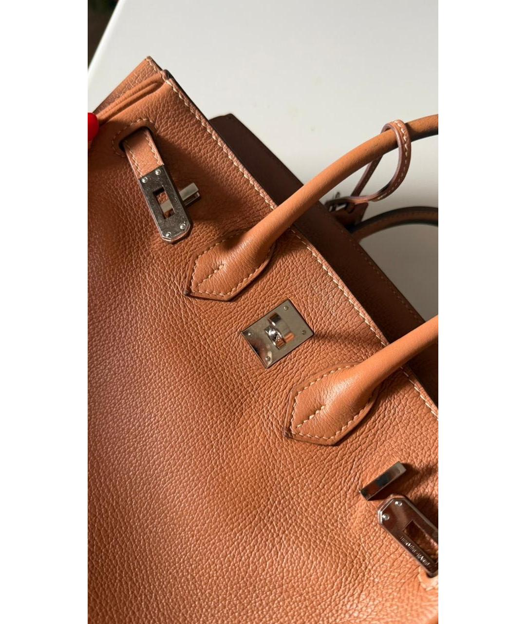 HERMES Коричневая кожаная сумка с короткими ручками, фото 5