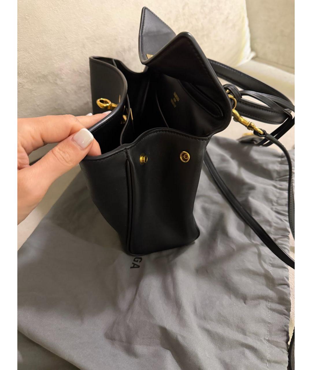 BALENCIAGA Черная кожаная сумка тоут, фото 2