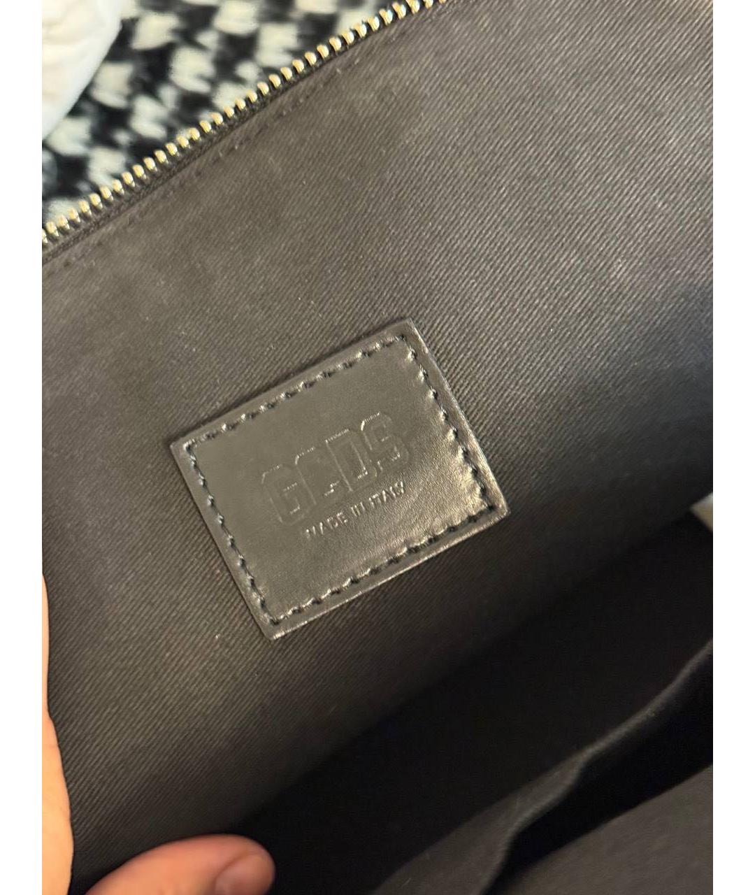 GCDS Черная кожаная сумка с короткими ручками, фото 4