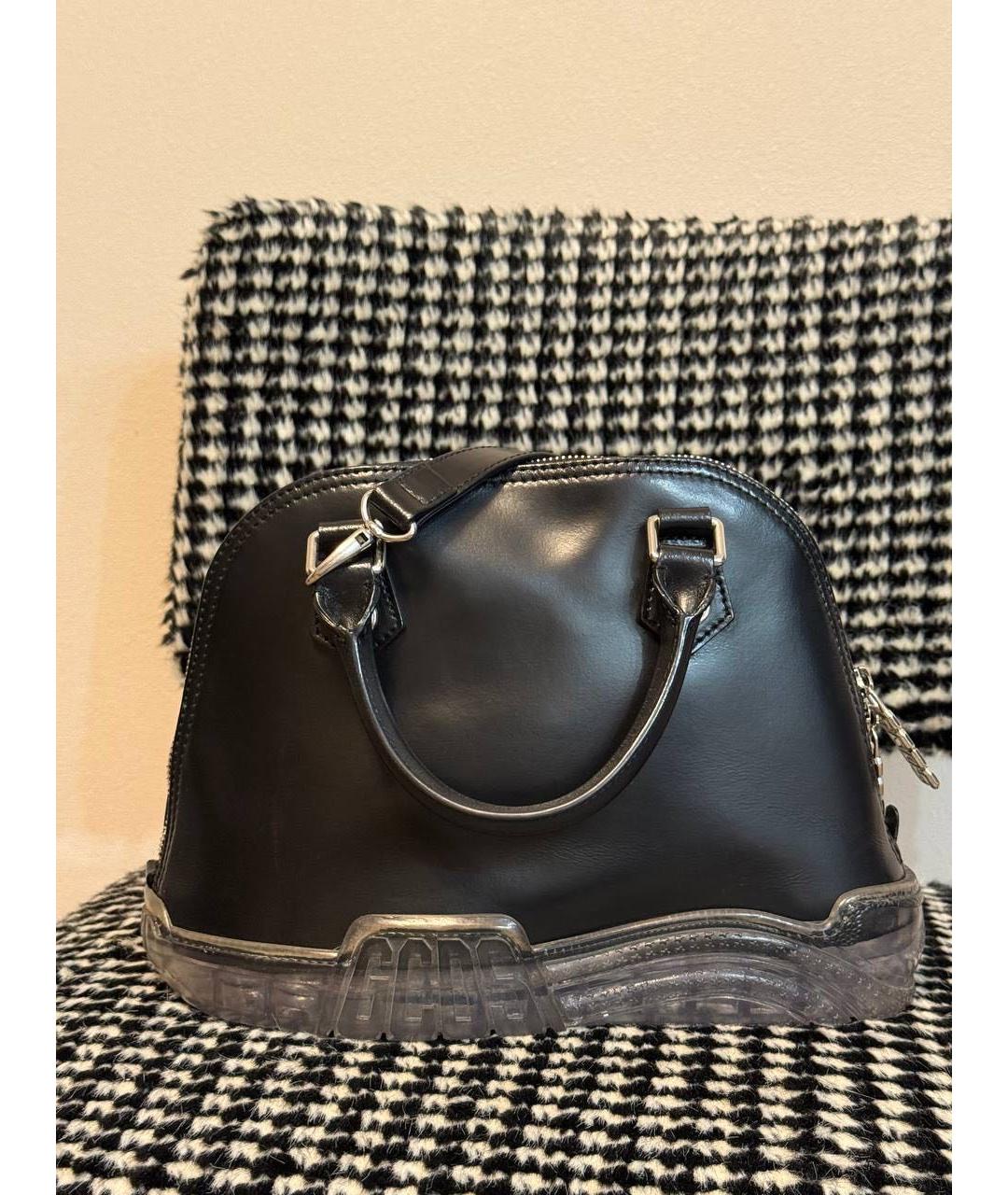 GCDS Черная кожаная сумка с короткими ручками, фото 3