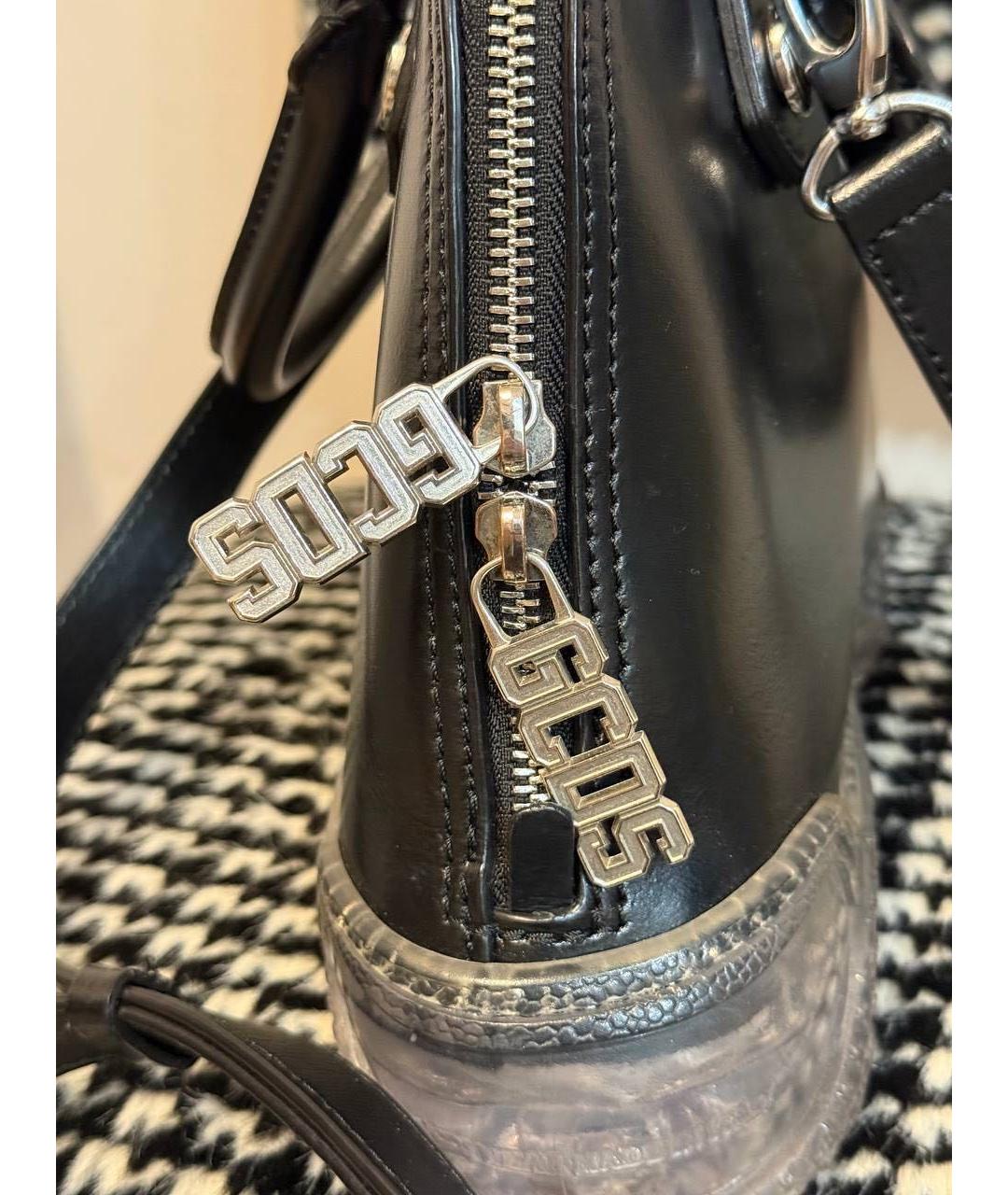 GCDS Черная кожаная сумка с короткими ручками, фото 2