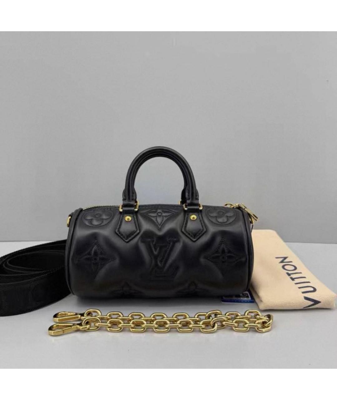 LOUIS VUITTON Черная кожаная сумка с короткими ручками, фото 2
