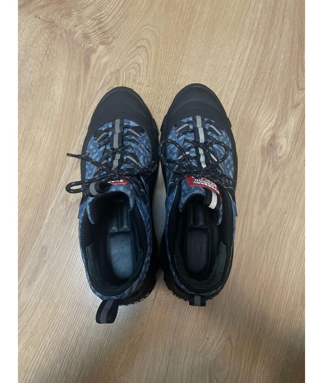 BURBERRY Темно-синие текстильные низкие кроссовки / кеды, фото 3