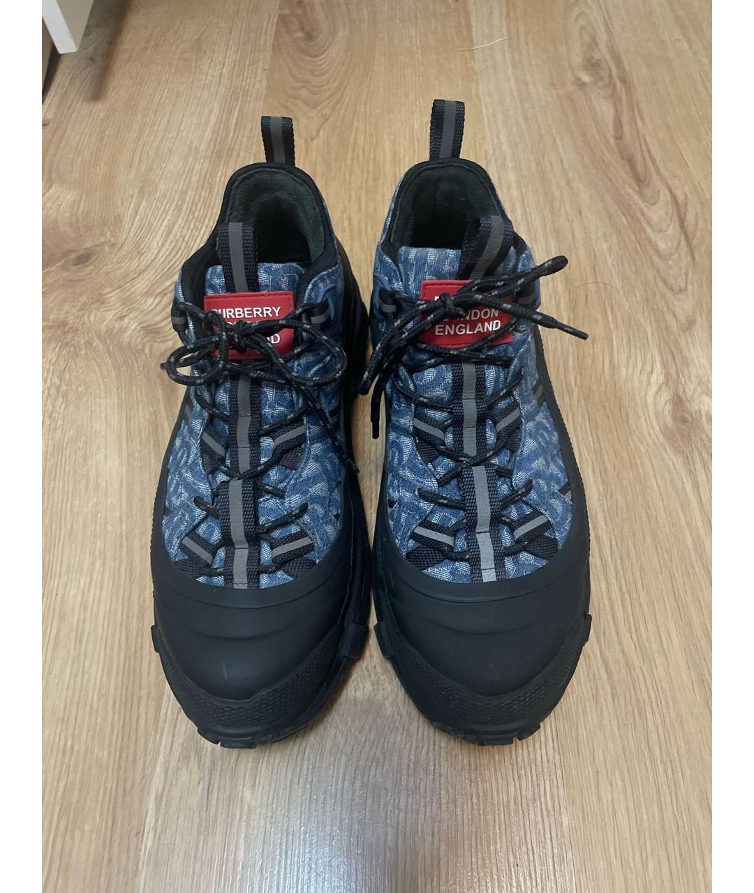 BURBERRY Темно-синие текстильные низкие кроссовки / кеды, фото 2