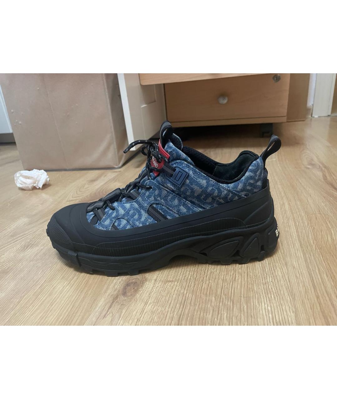 BURBERRY Темно-синие текстильные низкие кроссовки / кеды, фото 5