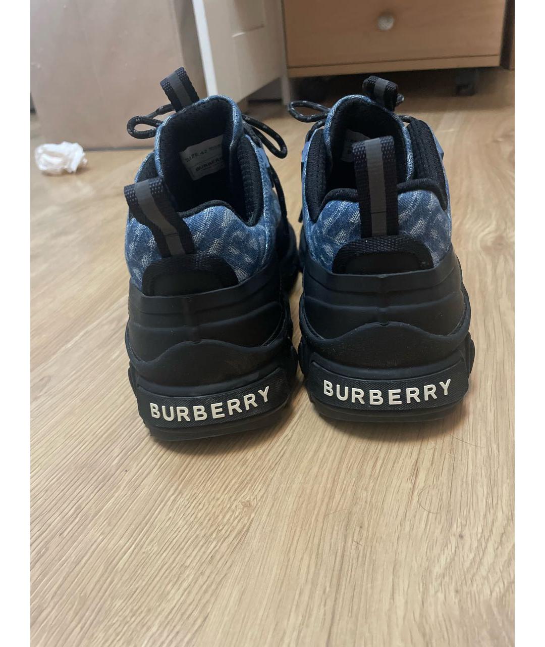 BURBERRY Темно-синие текстильные низкие кроссовки / кеды, фото 4