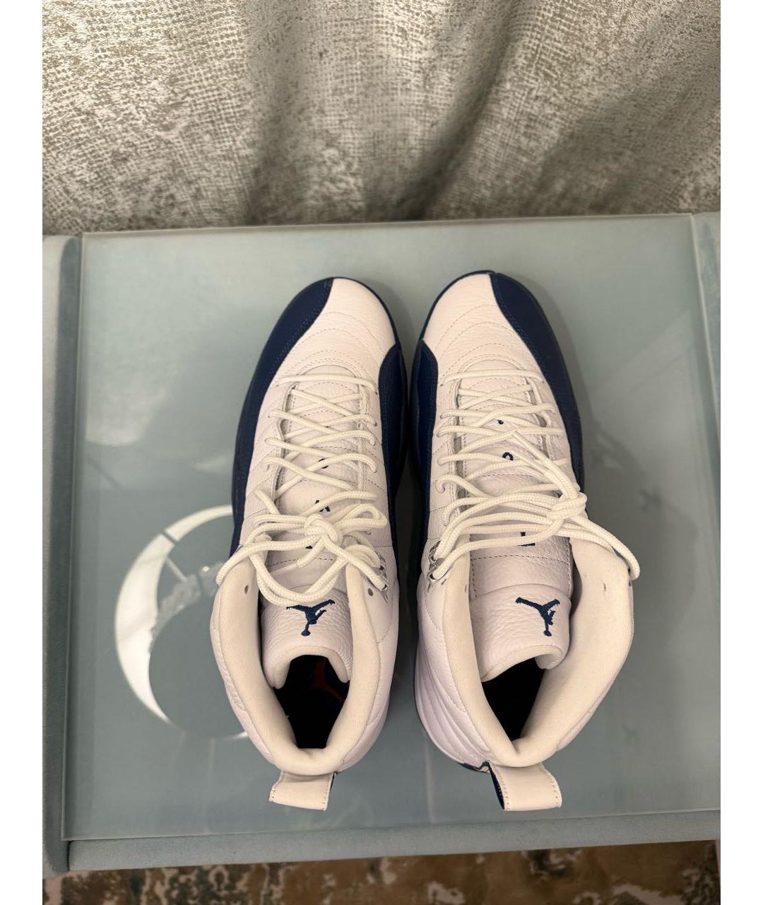 JORDAN Синие кожаные высокие кроссовки / кеды, фото 3