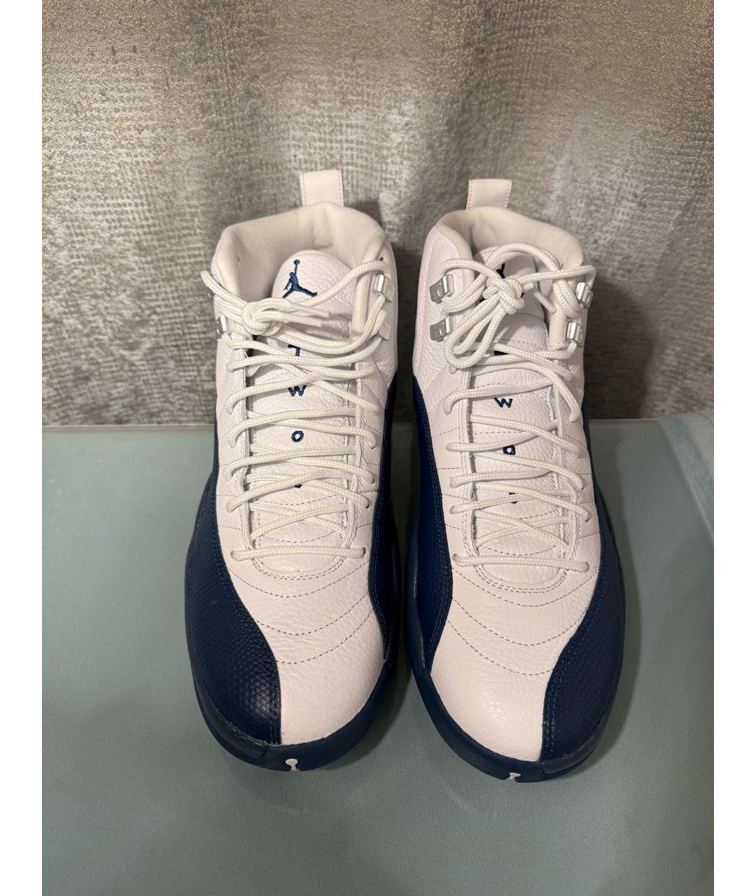 JORDAN Синие кожаные высокие кроссовки / кеды, фото 2