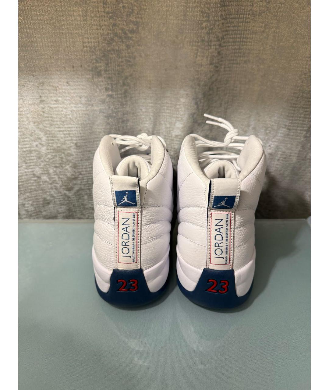 JORDAN Синие кожаные высокие кроссовки / кеды, фото 4