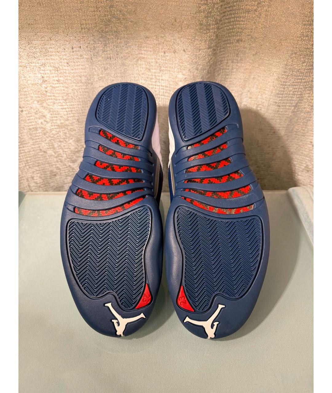 JORDAN Синие кожаные высокие кроссовки / кеды, фото 5