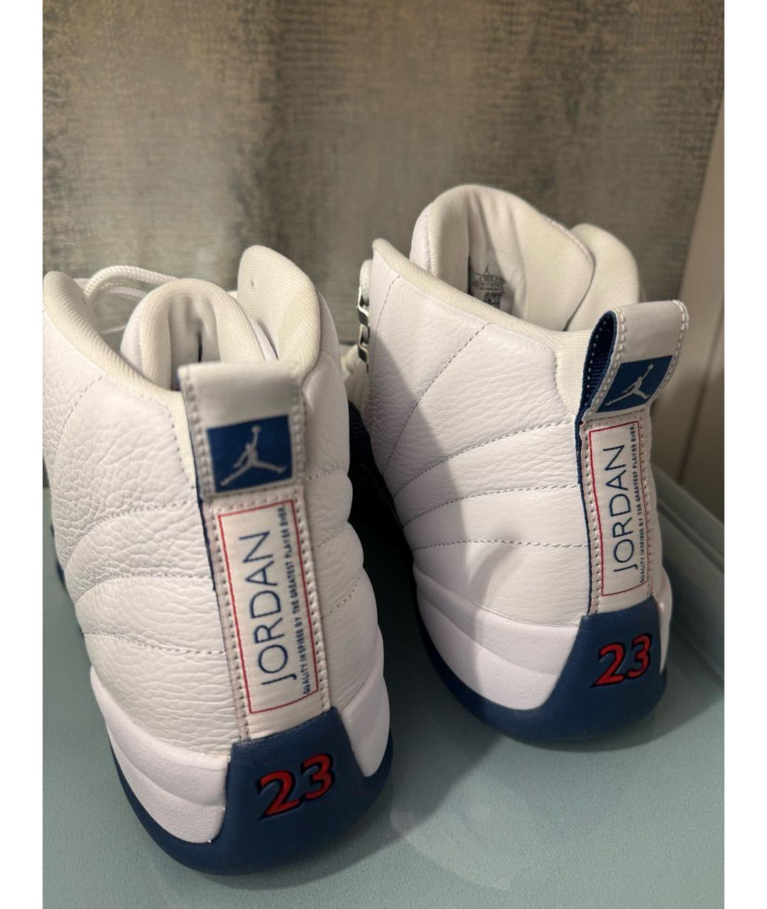 JORDAN Синие кожаные высокие кроссовки / кеды, фото 8