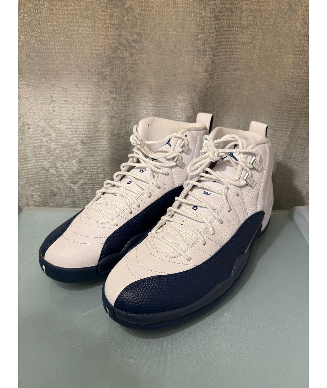 JORDAN Синие кожаные высокие кроссовки / кеды, фото 6