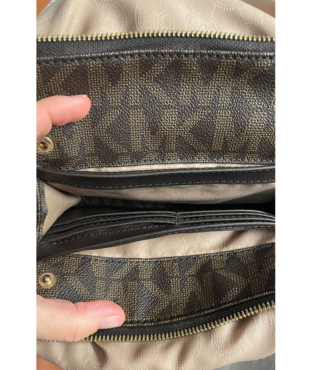 MICHAEL KORS Коричневая кожаная сумка через плечо, фото 4