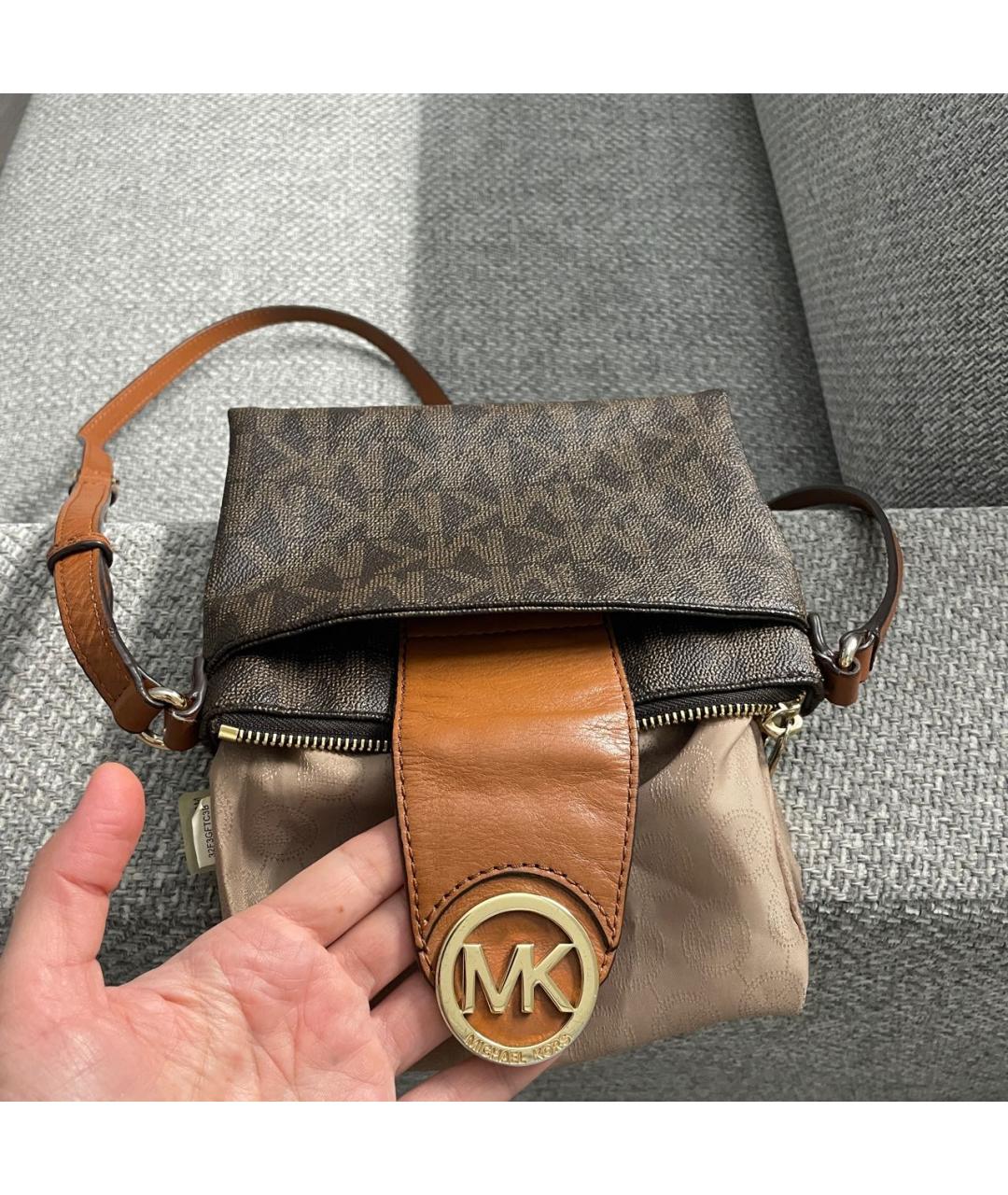 MICHAEL KORS Коричневая кожаная сумка через плечо, фото 8