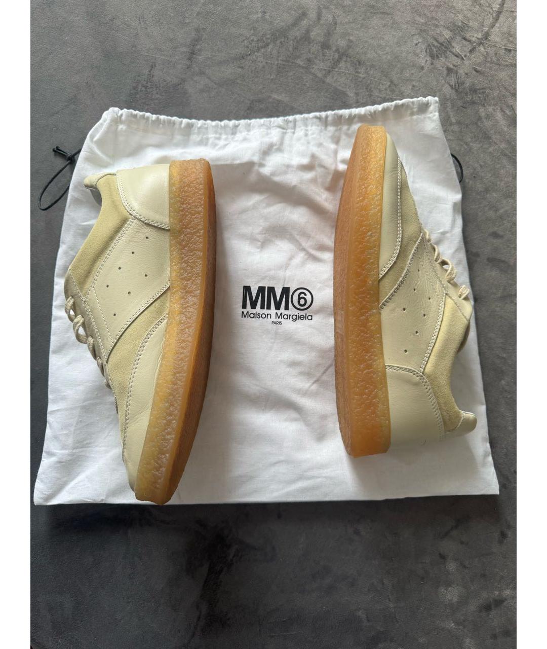 MM6 MAISON MARGIELA Бежевые кожаные кеды, фото 5