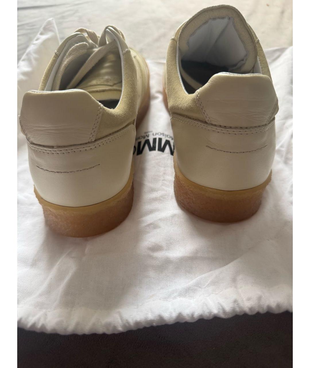 MM6 MAISON MARGIELA Бежевые кожаные кеды, фото 4