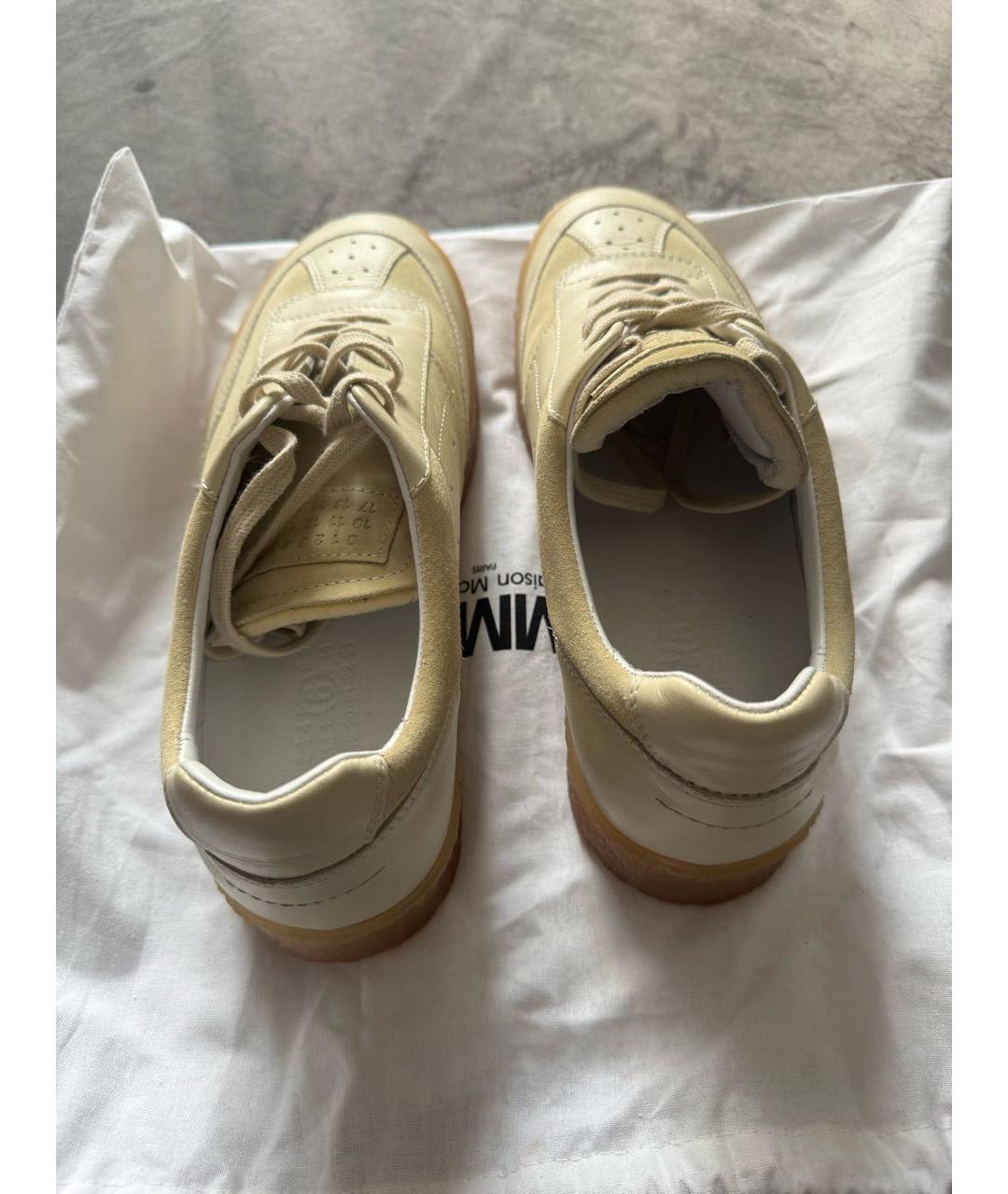 MM6 MAISON MARGIELA Бежевые кожаные кеды, фото 3