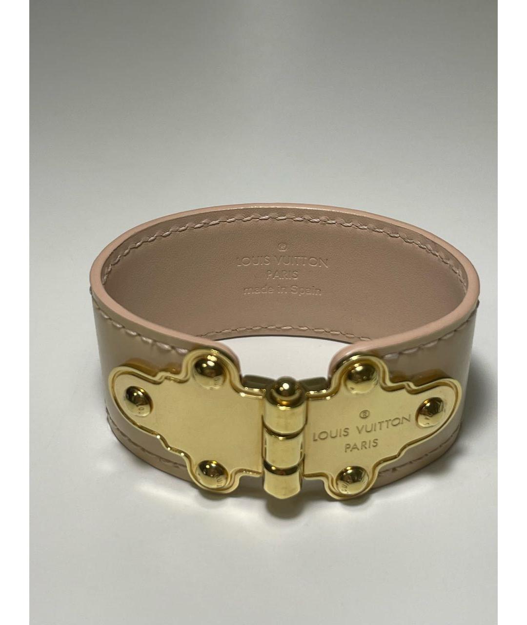LOUIS VUITTON Бежевый кожаный браслет, фото 2