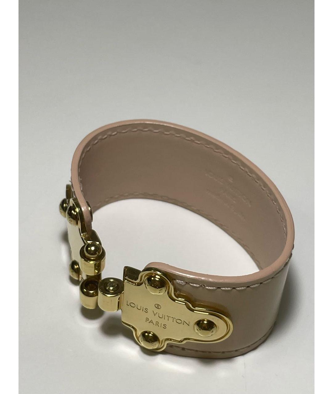 LOUIS VUITTON Бежевый кожаный браслет, фото 8