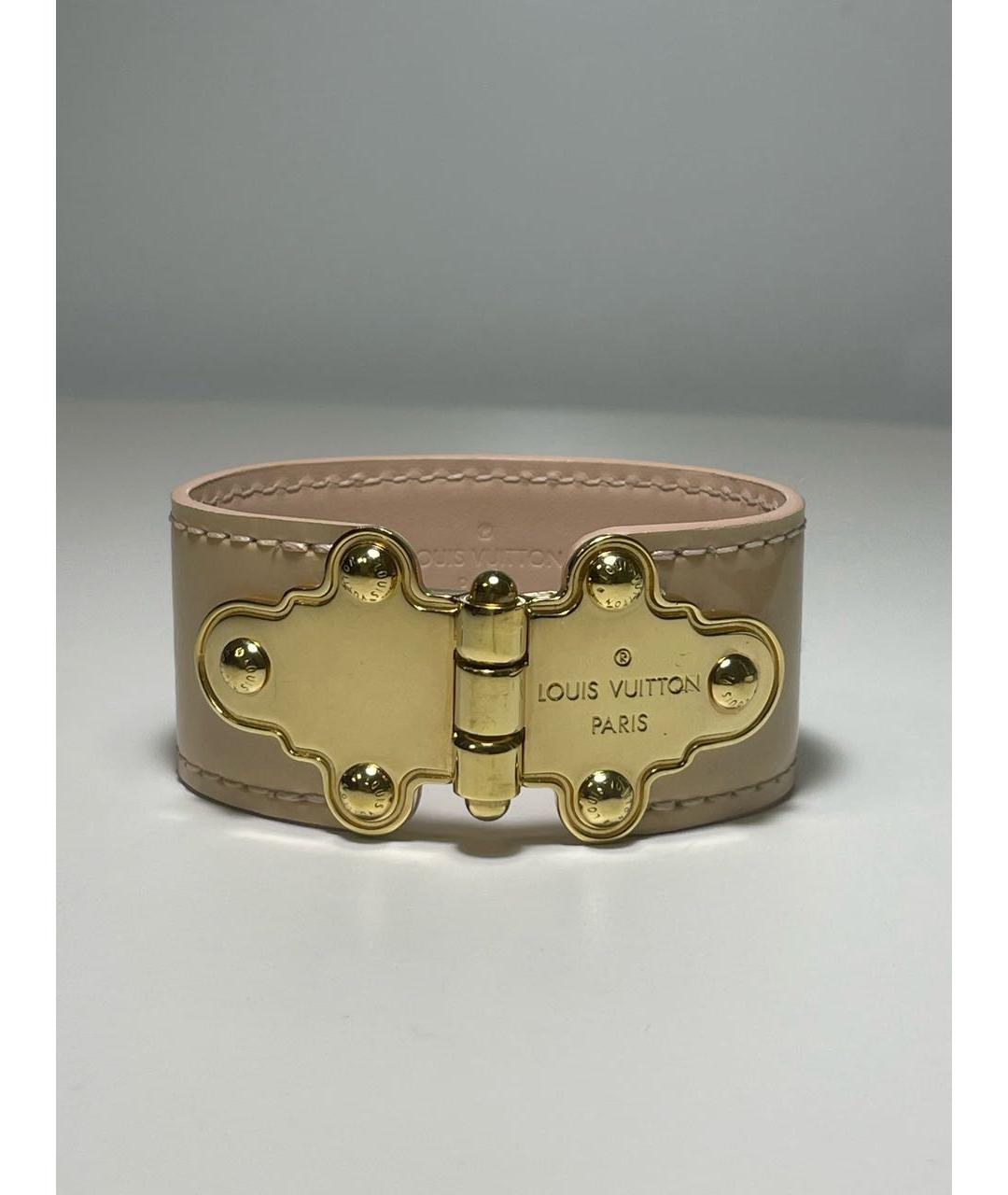 LOUIS VUITTON Бежевый кожаный браслет, фото 9