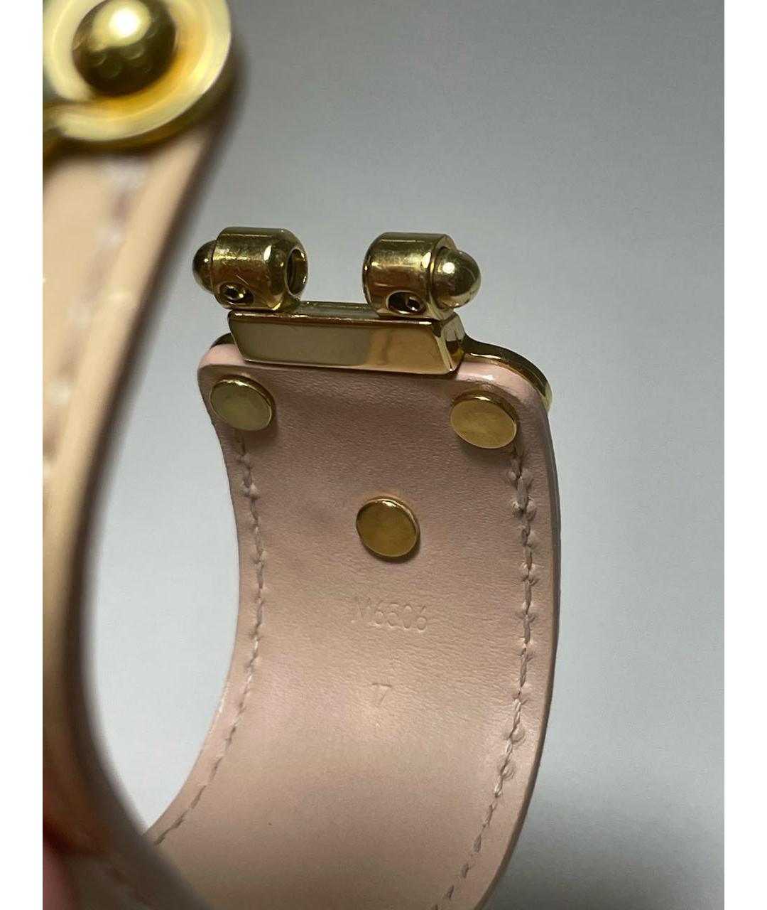 LOUIS VUITTON Бежевый кожаный браслет, фото 6