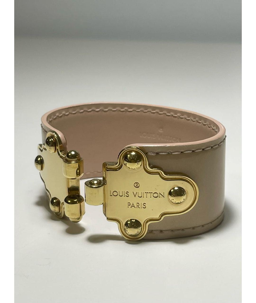 LOUIS VUITTON Бежевый кожаный браслет, фото 7