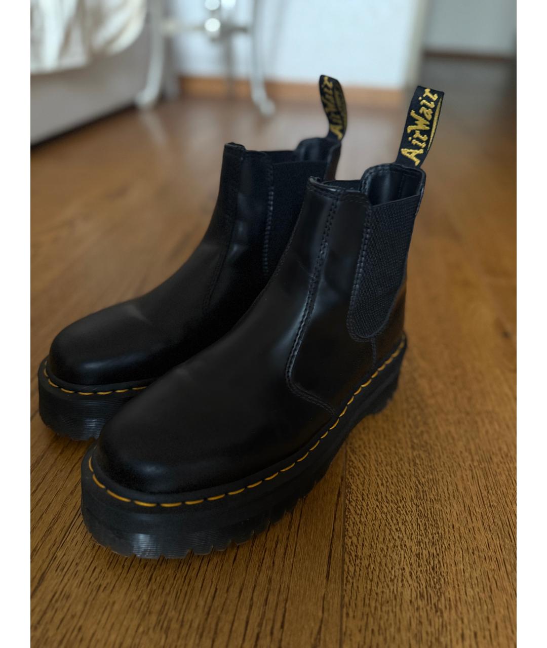 DR. MARTENS Черные кожаные полусапоги, фото 2
