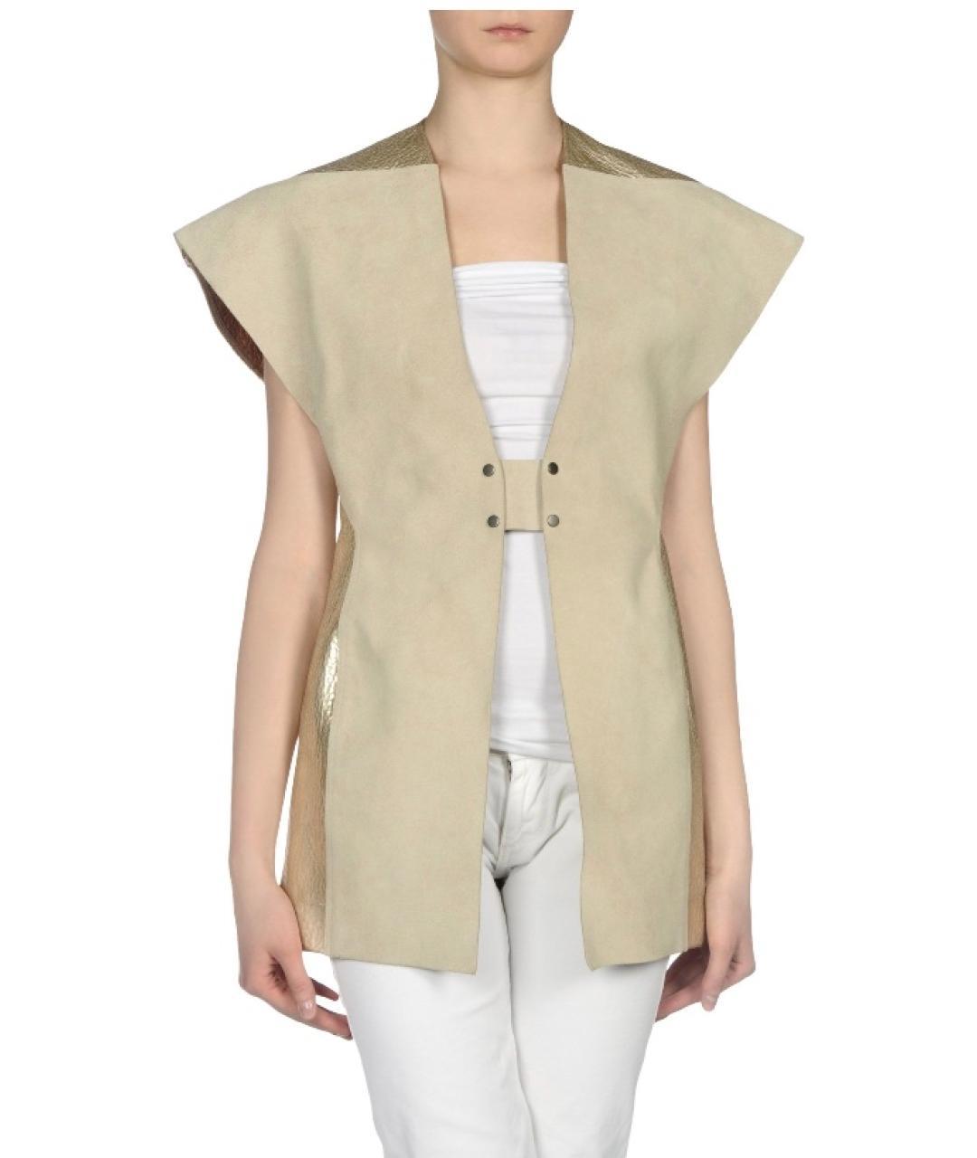 RICK OWENS Золотой кожаный жилет, фото 5