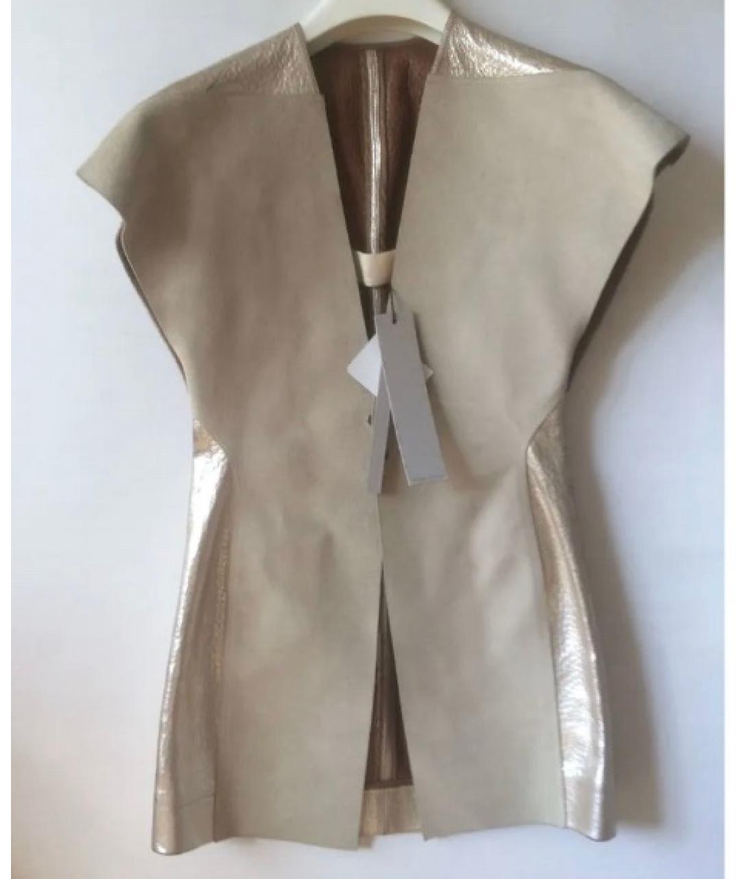 RICK OWENS Золотой кожаный жилет, фото 2