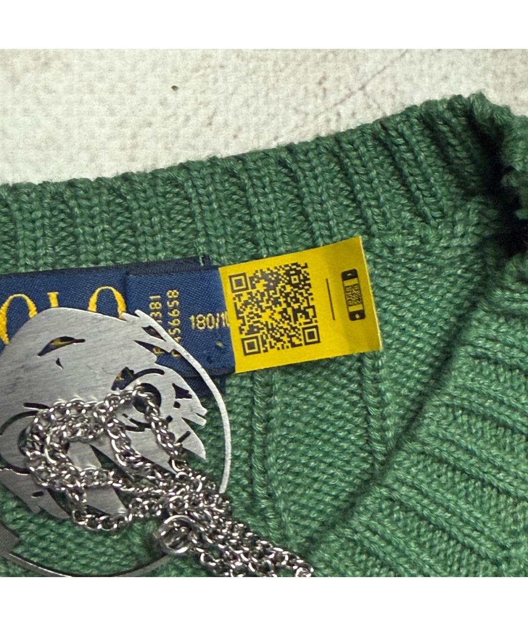 POLO RALPH LAUREN Зеленый хлопковый джемпер / свитер, фото 4