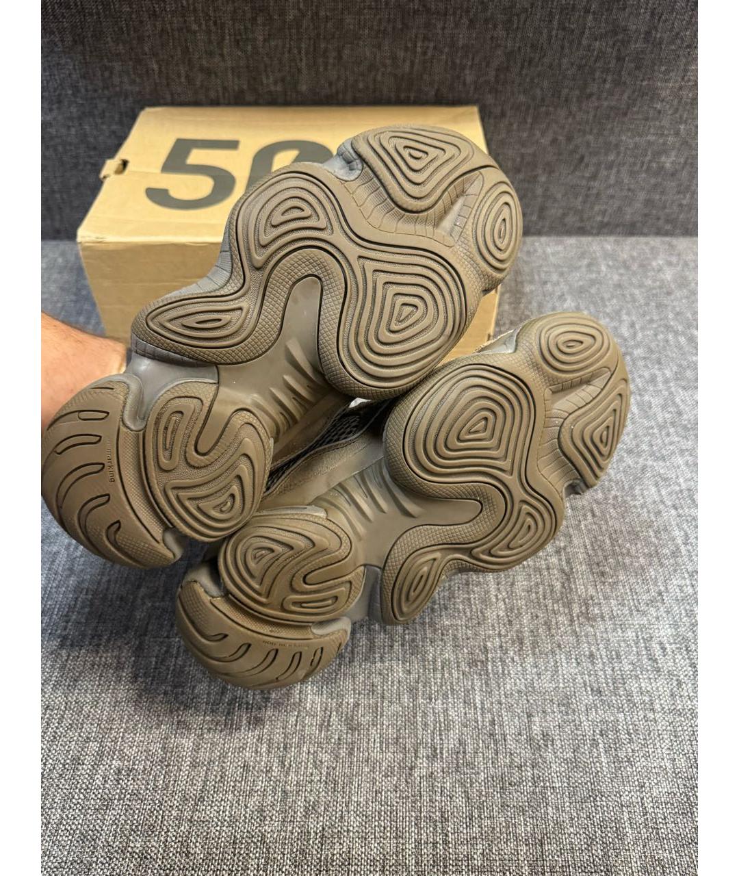 ADIDAS YEEZY Коричневые замшевые кроссовки, фото 4