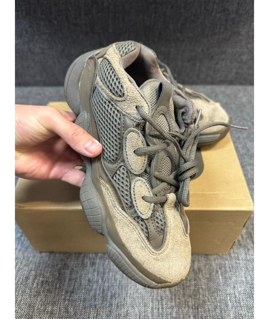 ADIDAS YEEZY Коричневые замшевые кроссовки, фото 3