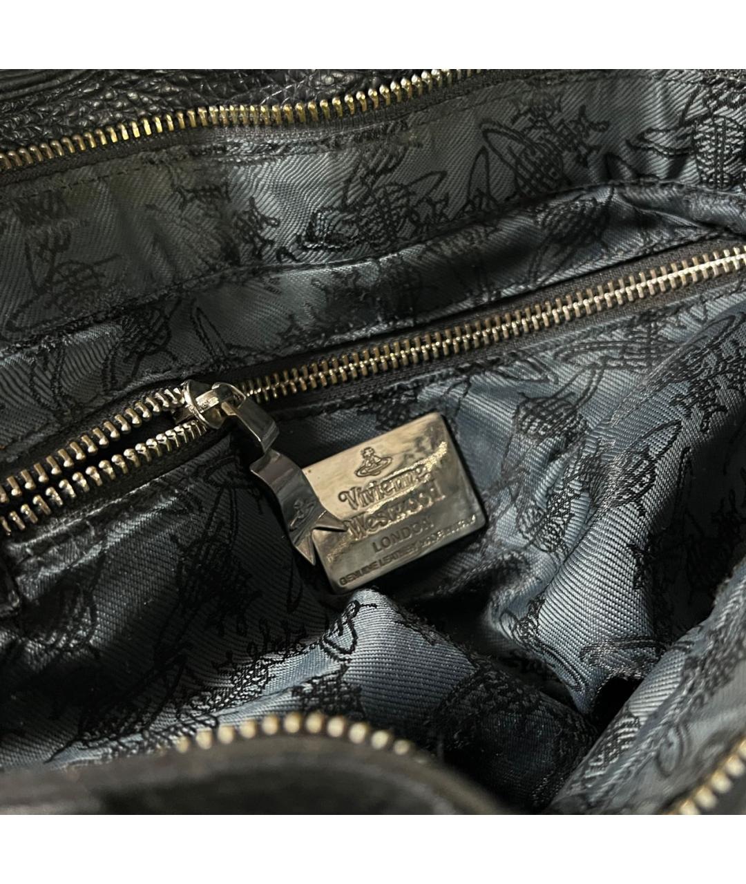 VIVIENNE WESTWOOD Черная кожаная сумка с короткими ручками, фото 5