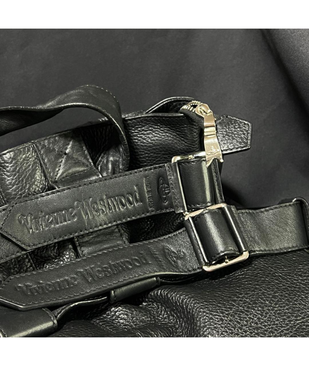 VIVIENNE WESTWOOD Черная кожаная сумка с короткими ручками, фото 4
