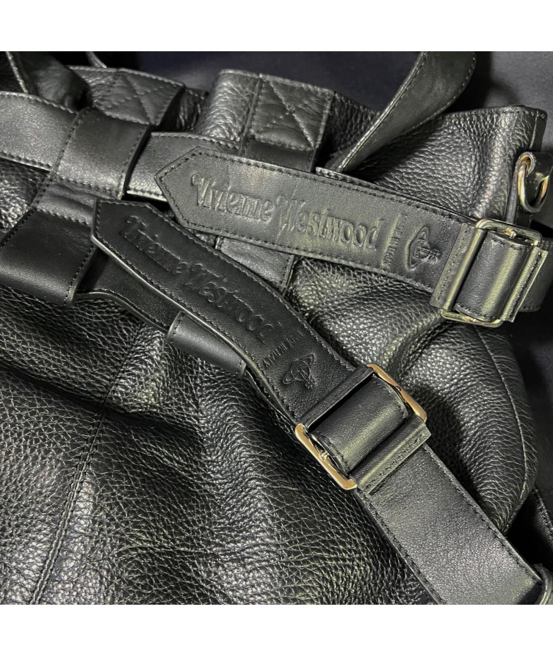 VIVIENNE WESTWOOD Черная кожаная сумка с короткими ручками, фото 3