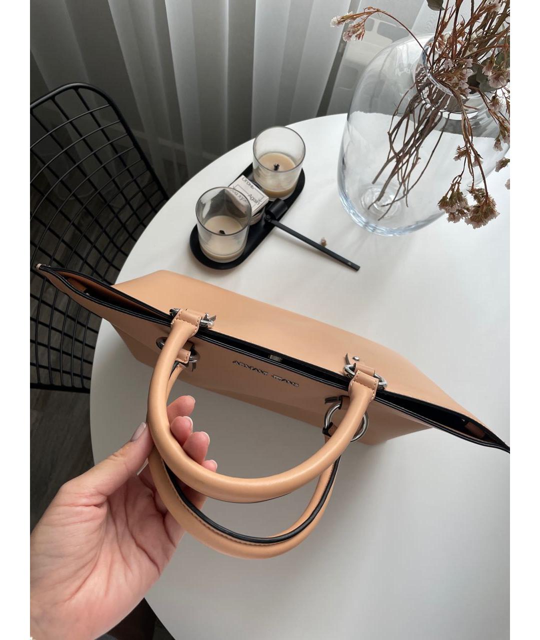 ARMANI JEANS Бежевая сумка с короткими ручками из искусственной кожи, фото 5