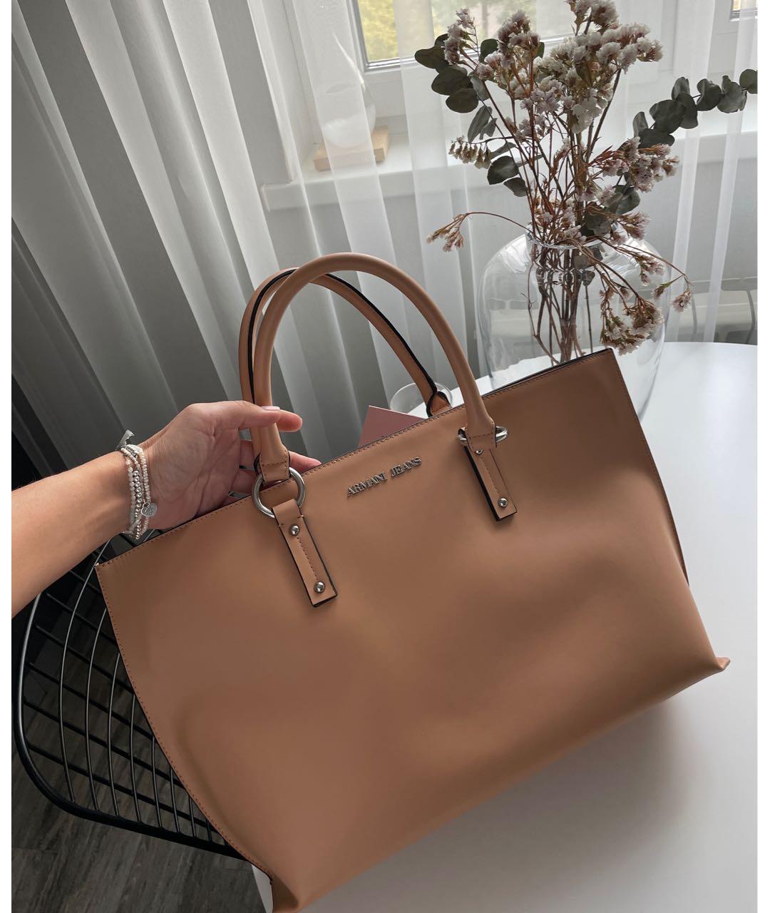 ARMANI JEANS Бежевая сумка с короткими ручками из искусственной кожи, фото 9